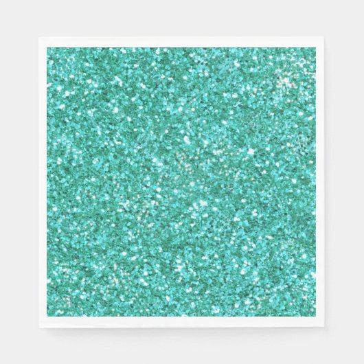 Aquamarine Glitzer-Servietten Serviette (Vorderseite)