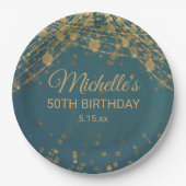 Aquamarine Glitzer-Streichelleuchten Erwachsene Ge Pappteller (Vorderseite)