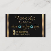 Aquamarine Glitzer- und GoldLippen Visitenkarte (Rückseite)