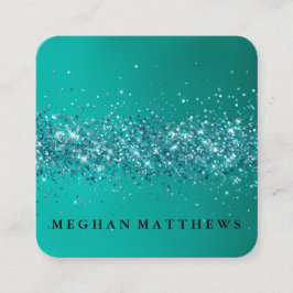 Aquamarine Glitzern Beauty Square Business Card Quadratische Visitenkarte