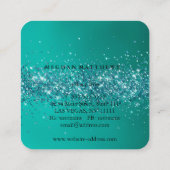 Aquamarine Glitzern Beauty Square Business Card Quadratische Visitenkarte (Rückseite)