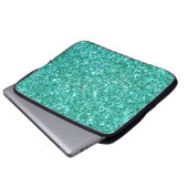 Aquamarine glitzernde Glitzer-Muster Notebook-Hüll Laptopschutzhülle (Vorne Knopf)