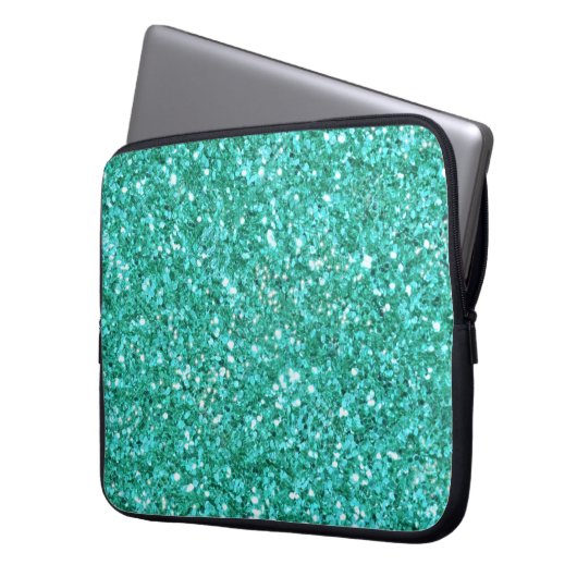 Aquamarine glitzernde Glitzer-Muster Notebook-Hüll Laptopschutzhülle (Vorderseite Links)