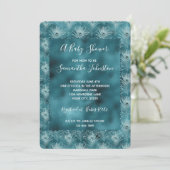 Aquamarine Glitzy Glam Peacock Federn Einladung (Stehend Vorderseite)