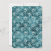Aquamarine Glitzy Glam Peacock Federn Einladung (Rückseite)