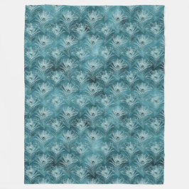 Aquamarine Glitzy Glam Peacock Federn Fleecedecke