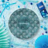 Aquamarine Glitzy Glam Peacock Federn Pappteller (Party)