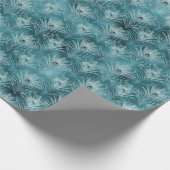 Aquamarine Glitzy-Pfauenfedern Geschenkpapier (Ecke)