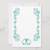 Aquamarine Glocken-Scrollwork-Hochzeit Einladung (Rückseite)