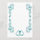 Aquamarine Glocken-Scrollwork-Hochzeit Menükarte (Rückseite)