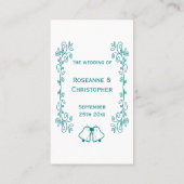 Aquamarine Glocken-Scrollwork-Hochzeit Platzkarte (Rückseite)
