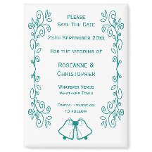 Aquamarine Glocken-Scrollwork-Hochzeit speichern d