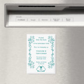 Aquamarine Glocken-Scrollwork-Hochzeit speichern d Magnet (In Situ (Geschirrspüler))