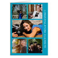 Aquamarine Glückwunsch-Karte mit 5 Fotos Abschluss