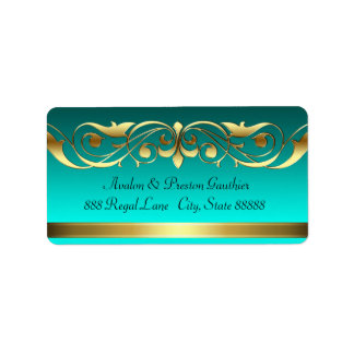 Aquamarine Gold Address Labels Adressaufkleber