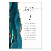 Aquamarine Gold Agate Hochzeit Tischnummer (Vorderseite)