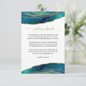 Aquamarine Gold-Agate-Hochzeitskarte Begleitkarte (Stehend Vorderseite)