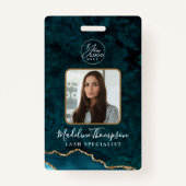 Aquamarine Gold Agate Marble Business Logo Company Ausweis (Vorderseite)