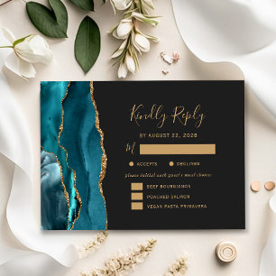 Aquamarine Gold Agate Meetings Optionen Dunkle Hoc RSVP Karte