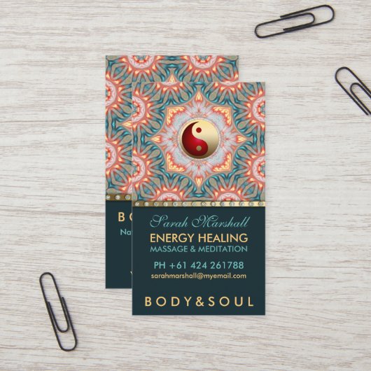 Aquamarine Gold Energy Healing Holistic Business C Visitenkarte (Vorderseite/Rückseite Beispiel)