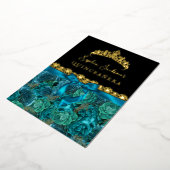 Aquamarine Gold Floral Rosen Quinceanera Folieneinladung (Gedreht)