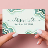 Aquamarine Gold Glitzer Agate Geode Business Card Visitenkarte