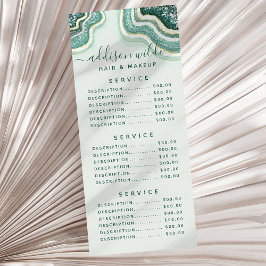 Aquamarine Gold Glitzer Agate Geode Rack Card Werbekarte