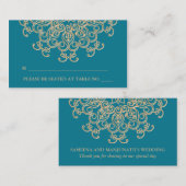 Aquamarine Gold Indische Inspirierte Platzkarte (Vorne/Hinten)