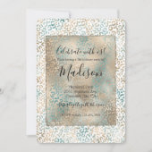 Aquamarine Gold Leopard Print Einladung (Vorderseite)