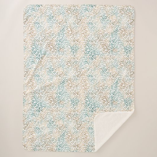 Aquamarine Gold Leopard Print Sherpadecke (Vorderseite)