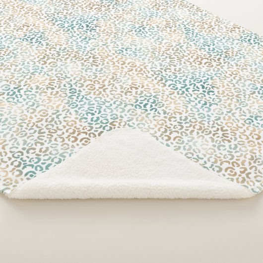 Aquamarine Gold Leopard Print Sherpadecke (3/4)