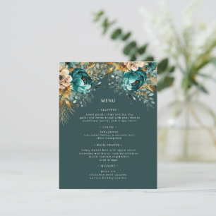 Aquamarine Gold Luxe Blumenkarte Einladung