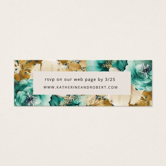 Aquamarine Gold Luxe Floral Wedding Card (Vorderseite)