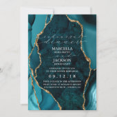 Aquamarine, Gold & Marmor Agate Abendessen Probe Einladung (Vorderseite)