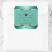 Aquamarine Gold Product Labels Glitzer Borders wit Quadratischer Aufkleber (Tasche)