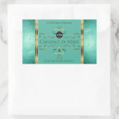 Aquamarine Gold Product Labels Glitzer Borders wit Rechteckiger Aufkleber (Tasche)