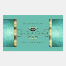Aquamarine Gold Product Labels Glitzer Borders wit