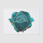 Aquamarine Gold-Rose Blumenwasser-Decoupage Seidenpapier (Vorderseite)