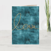 Aquamarine Gold Sparkle Confetti Glitzer Liebe Karte (Vorderseite)