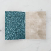Aquamarine Gold Sparkle Confetti Glitzer Liebe Karte (Innenseite)