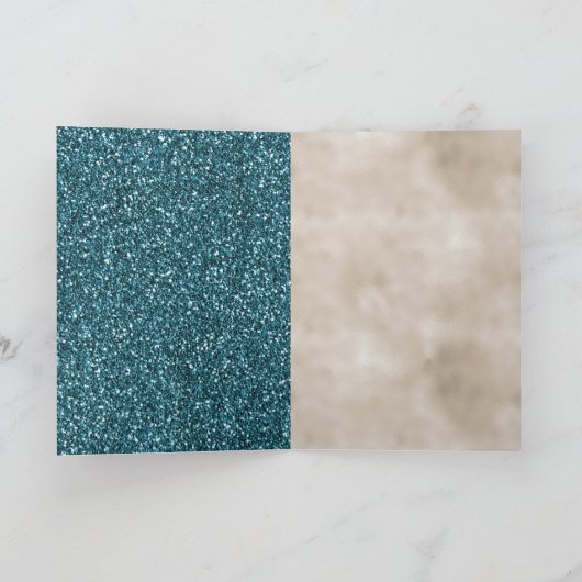 Aquamarine Gold Sparkle Confetti Glitzer Liebe Karte (Innenseite)