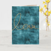 Aquamarine Gold Sparkle Confetti Glitzer Liebe Karte (Gelbe Blume)