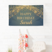 Aquamarine Gold String Lights Bokeh Happy Geburtsn Banner (Insitu)