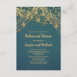 Aquamarine Gold String Lights Bokeh Probe Einladung