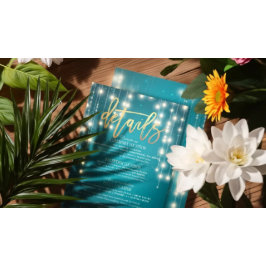 Aquamarine Gold String Lights Hochzeitsdetails Begleitkarte