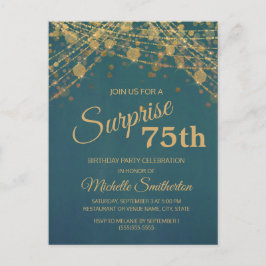 Aquamarine Gold String Lights Überraschung 75. Geb Postkarte