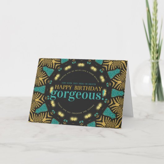 Aquamarine Gold Tribal Happy Birthday Gorgeous Car Karte (Vorderseite)