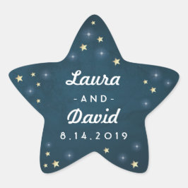 Aquamarine Gold- und Weißsterne-Hochzeitnamen und  Stern-Aufkleber