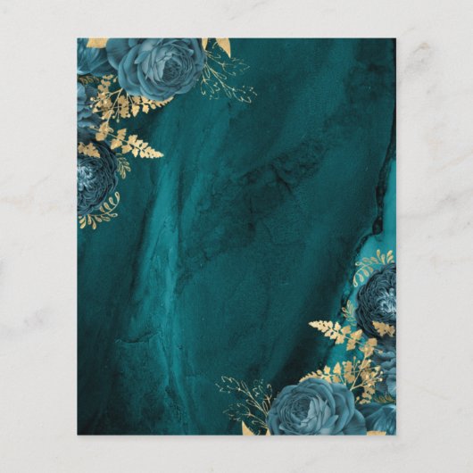 Aquamarine Goldblumenhochzeit sparen das Datum (Rückseite)