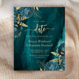 Aquamarine Goldblumenhochzeit sparen das Datum